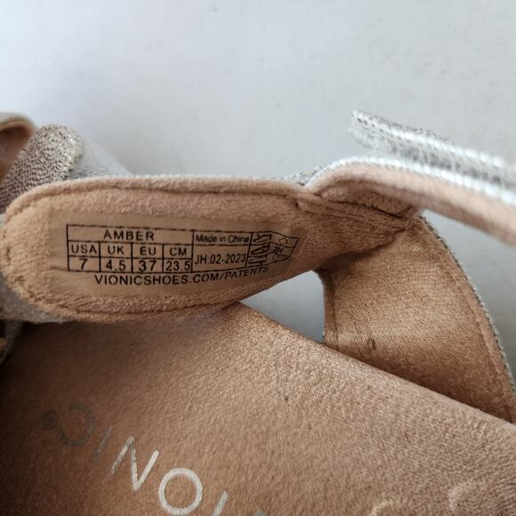 Vionic Sandals Womens Size 7 Enamel Trim Beads Adjustable Straps Amber Pearl - Picture 8 of 11